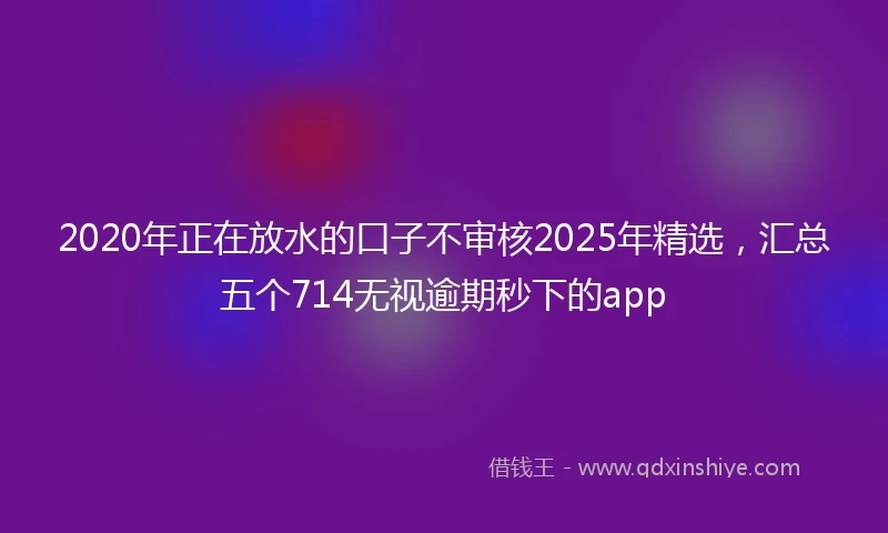 2020年正在放水的口子不审核2025年精选，汇总五个714无视逾期秒下的app