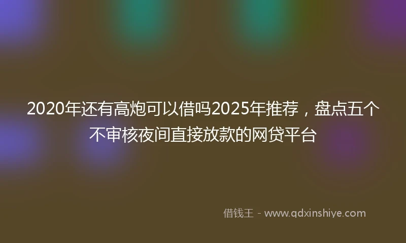 2020年还有高炮可以借吗2025年推荐，盘点五个不审核夜间直接放款的网贷平台