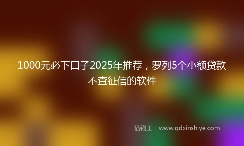 1000元必下口子2025年推荐，罗列5个小额贷款不查征信的软件