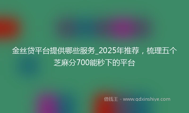 金丝贷平台提供哪些服务_2025年推荐，梳理五个芝麻分700能秒下的平台