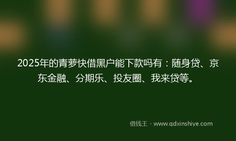 2025年的青萝快借黑户能下款吗有：随身贷、京东金融、分期乐、投友圈、我来贷等。