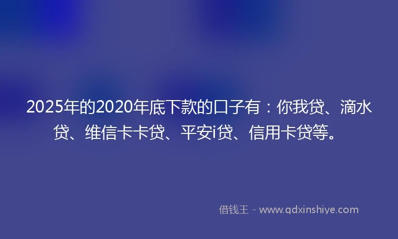 2025年的2020年底下款的口子有：你我贷、滴水贷、维信卡卡贷、平安i贷、信用卡贷等。