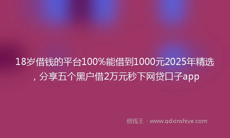 18岁借钱的平台100%能借到1000元2025年精选，分享五个黑户借2万元秒下网贷口子app