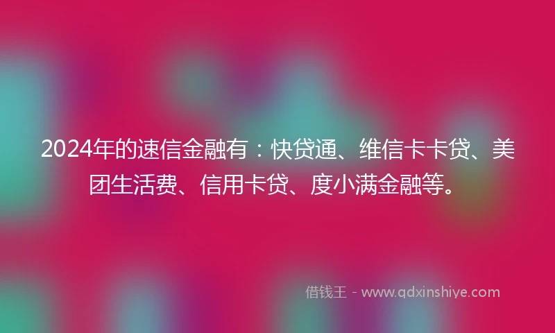 2024年的速信金融有：快贷通、维信卡卡贷、美团生活费、信用卡贷、度小满金融等。
