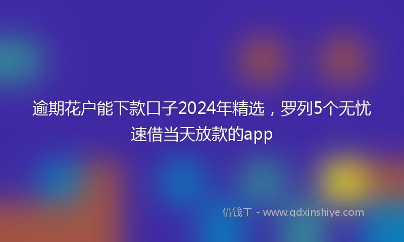 逾期花户能下款口子2024年精选，罗列5个无忧速借当天放款的app