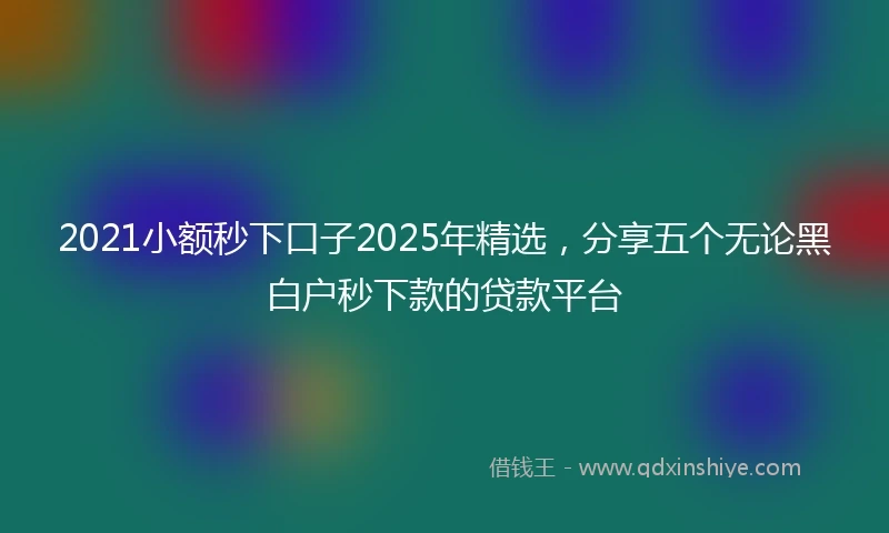 2021小额秒下口子2025年精选，分享五个无论黑白户秒下款的贷款平台