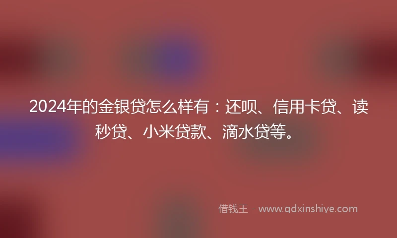 2024年的金银贷怎么样有：还呗、信用卡贷、读秒贷、小米贷款、滴水贷等。