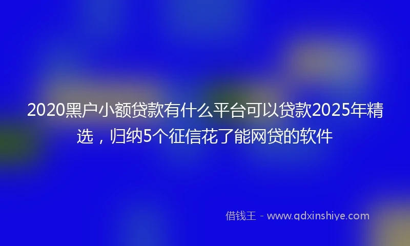 2020黑户小额贷款有什么平台可以贷款2025年精选，归纳5个征信花了能网贷的软件