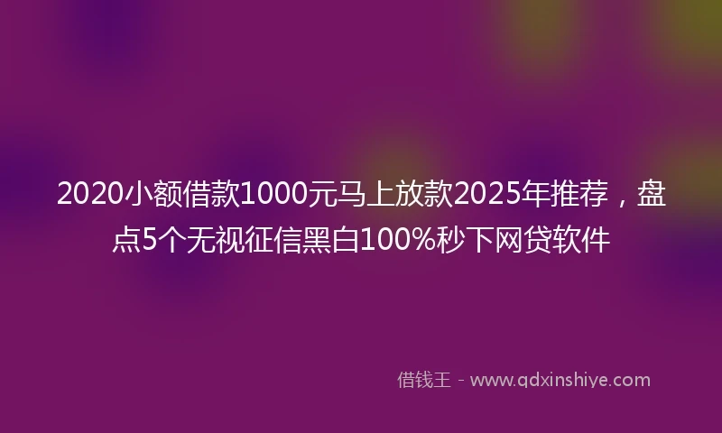2020小额借款1000元马上放款2025年推荐，盘点5个无视征信黑白100%秒下网贷软件