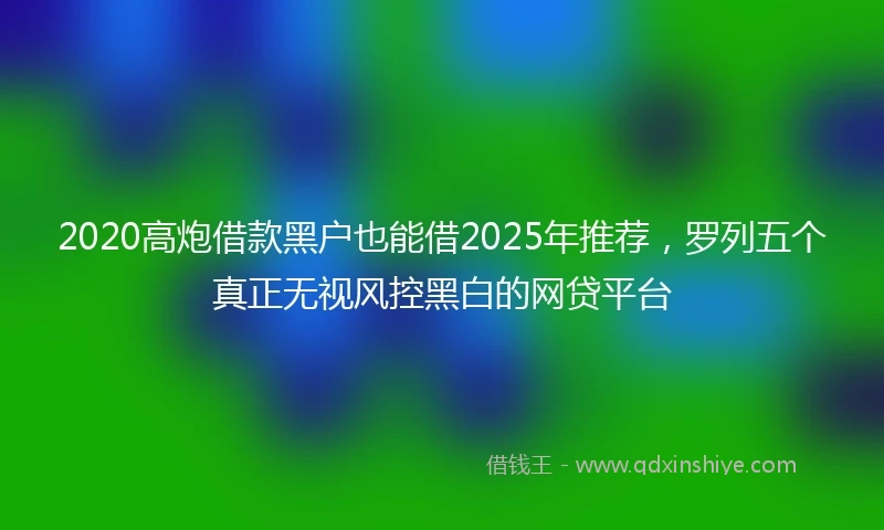 2020高炮借款黑户也能借2025年推荐，罗列五个真正无视风控黑白的网贷平台