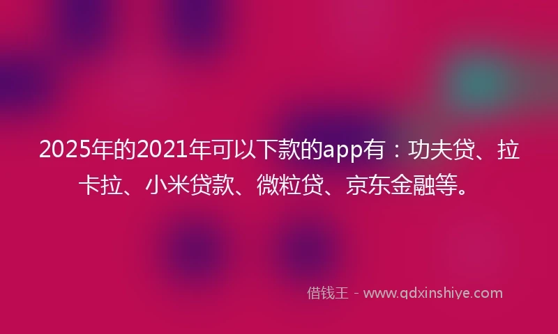2025年的2021年可以下款的app有：功夫贷、拉卡拉、小米贷款、微粒贷、京东金融等。