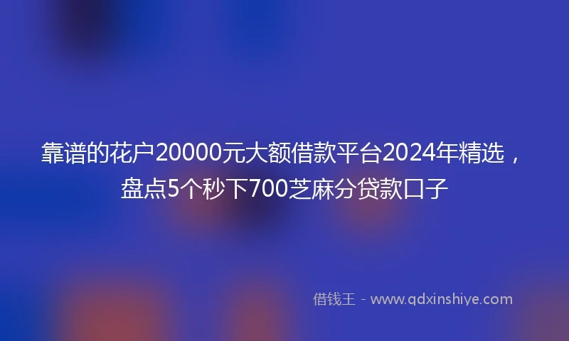 靠谱的花户20000元大额借款平台2024年精选，盘点5个秒下700芝麻分贷款口子
