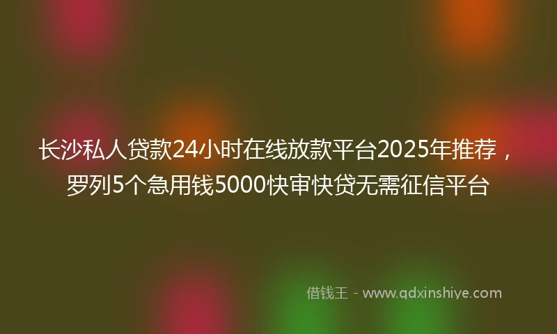 长沙私人贷款24小时在线放款平台2025年推荐，罗列5个急用钱5000快审快贷无需征信平台