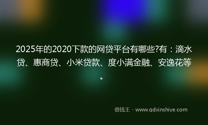 2025年的2020下款的网贷平台有哪些?有：滴水贷、惠商贷、小米贷款、度小满金融、安逸花等。