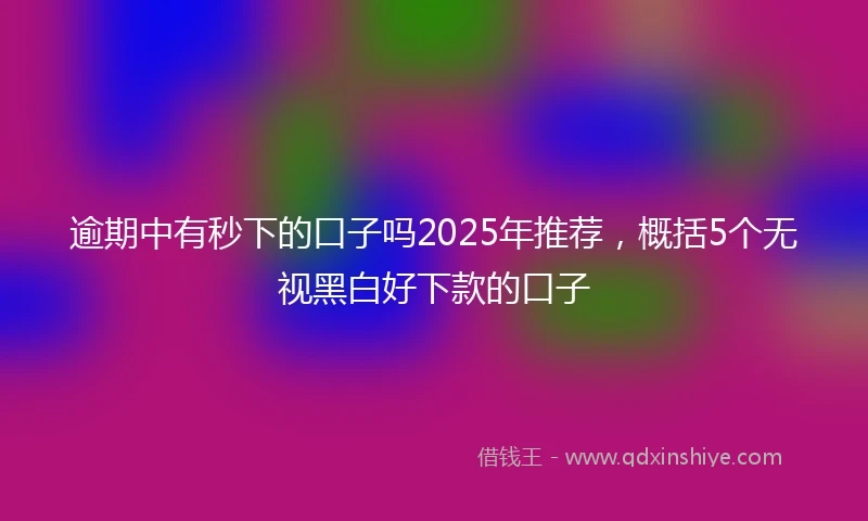 逾期中有秒下的口子吗2025年推荐，概括5个无视黑白好下款的口子