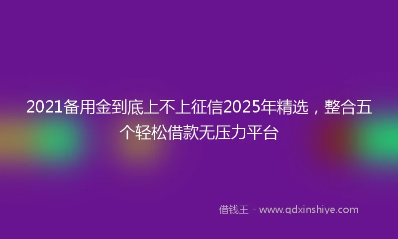 2021备用金到底上不上征信2025年精选，整合五个轻松借款无压力平台