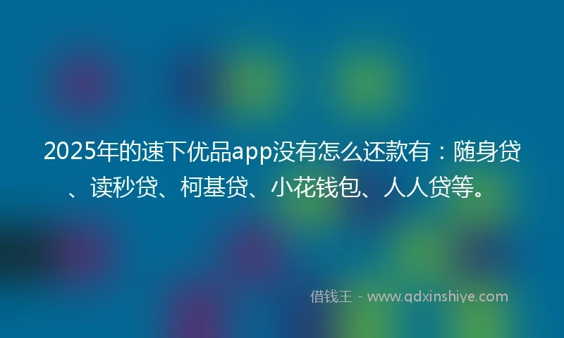 2025年的速下优品app没有怎么还款有：随身贷、读秒贷、柯基贷、小花钱包、人人贷等。