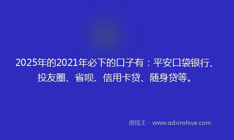 2025年的2021年必下的口子有：平安口袋银行、投友圈、省呗、信用卡贷、随身贷等。
