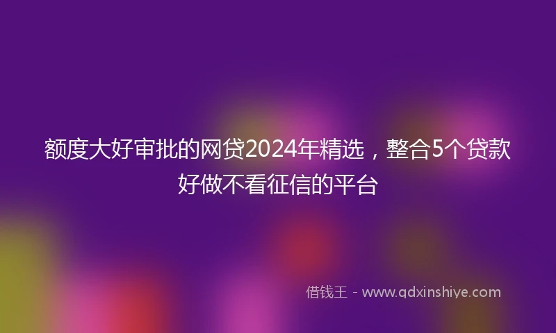 额度大好审批的网贷2024年精选，整合5个贷款好做不看征信的平台