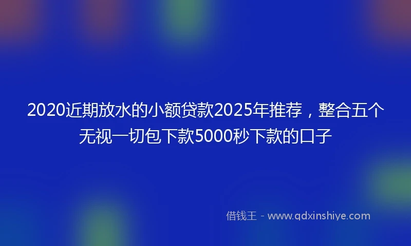 2020近期放水的小额贷款2025年推荐，整合五个无视一切包下款5000秒下款的口子
