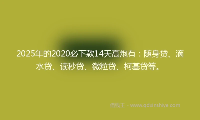 2025年的2020必下款14天高炮有：随身贷、滴水贷、读秒贷、微粒贷、柯基贷等。