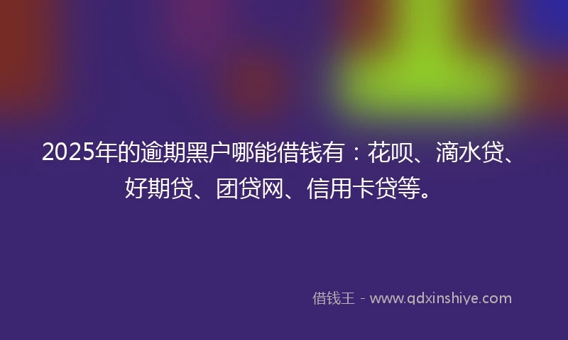 2025年的逾期黑户哪能借钱有：花呗、滴水贷、好期贷、团贷网、信用卡贷等。