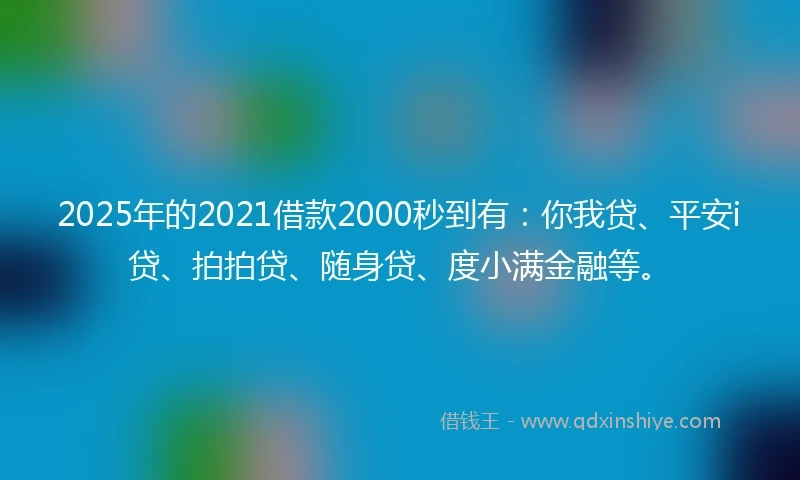 2025年的2021借款2000秒到有：你我贷、平安i贷、拍拍贷、随身贷、度小满金融等。