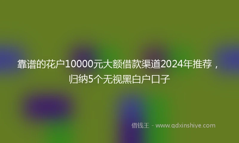 靠谱的花户10000元大额借款渠道2024年推荐，归纳5个无视黑白户口子