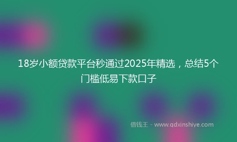 18岁小额贷款平台秒通过2025年精选，总结5个门槛低易下款口子