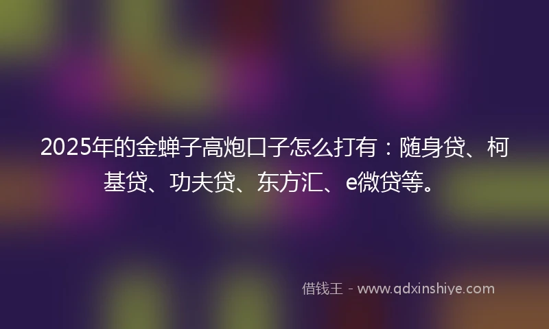 2025年的金蝉子高炮口子怎么打有：随身贷、柯基贷、功夫贷、东方汇、e微贷等。