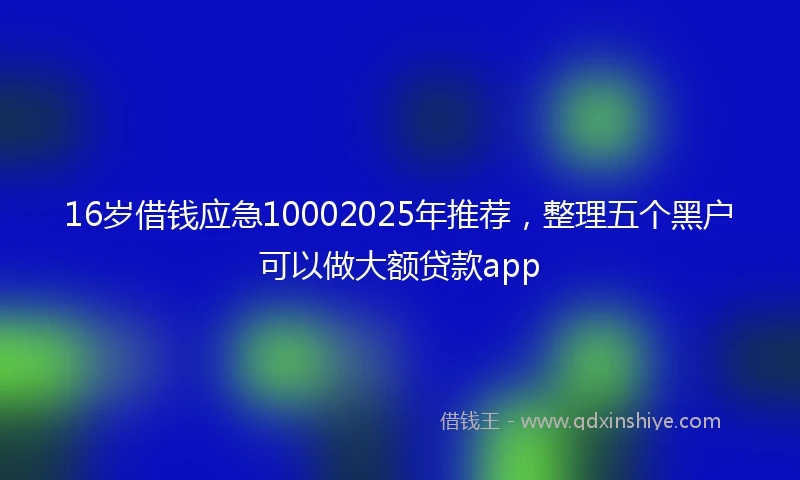 16岁借钱应急10002025年推荐，整理五个黑户可以做大额贷款app