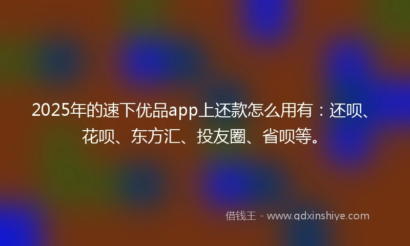 2025年的速下优品app上还款怎么用有：还呗、花呗、东方汇、投友圈、省呗等。