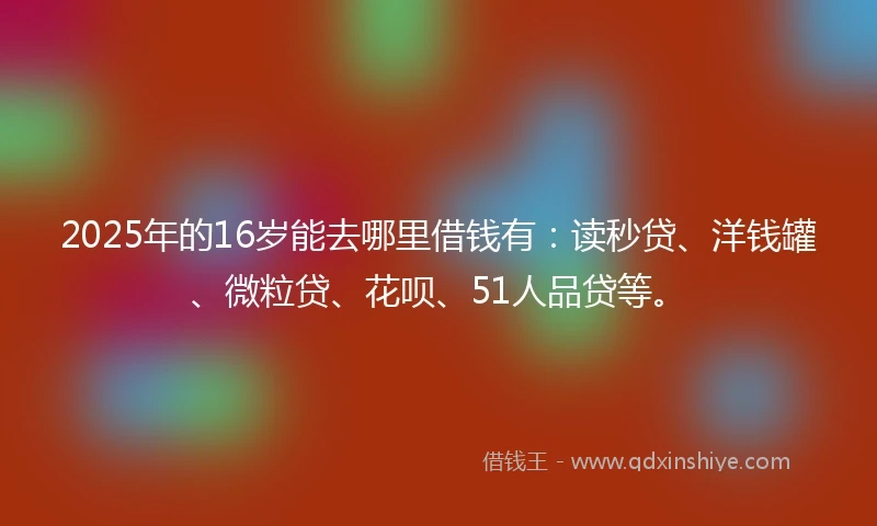 2025年的16岁能去哪里借钱有：读秒贷、洋钱罐、微粒贷、花呗、51人品贷等。