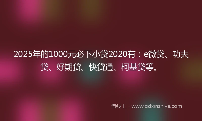 2025年的1000元必下小贷2020有：e微贷、功夫贷、好期贷、快贷通、柯基贷等。