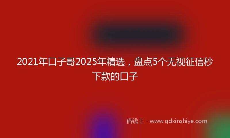 2021年口子哥2025年精选，盘点5个无视征信秒下款的口子