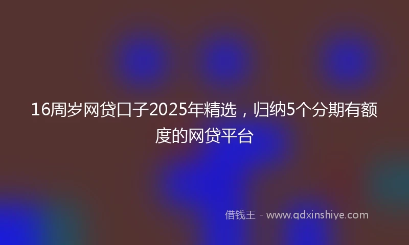 16周岁网贷口子2025年精选，归纳5个分期有额度的网贷平台