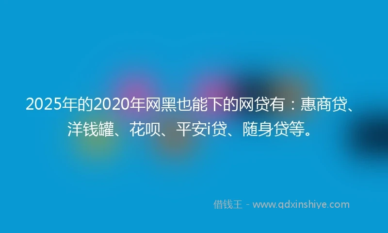 2025年的2020年网黑也能下的网贷有：惠商贷、洋钱罐、花呗、平安i贷、随身贷等。