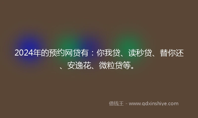 2024年的预约网贷有：你我贷、读秒贷、替你还、安逸花、微粒贷等。