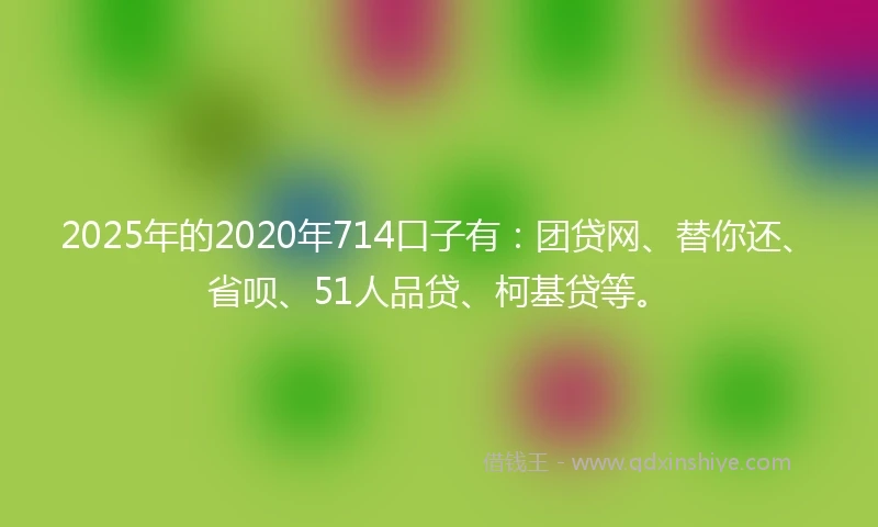 2025年的2020年714口子有：团贷网、替你还、省呗、51人品贷、柯基贷等。