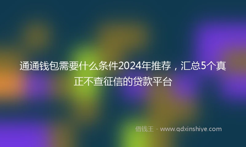 通通钱包需要什么条件2024年推荐，汇总5个真正不查征信的贷款平台