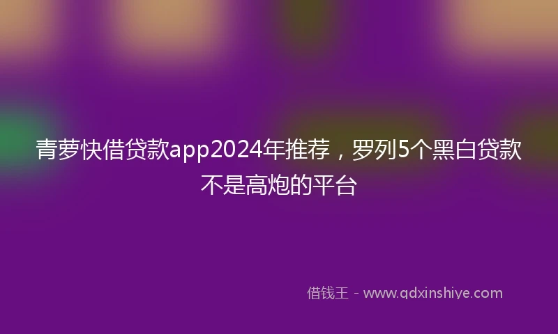 青萝快借贷款app2024年推荐，罗列5个黑白贷款不是高炮的平台