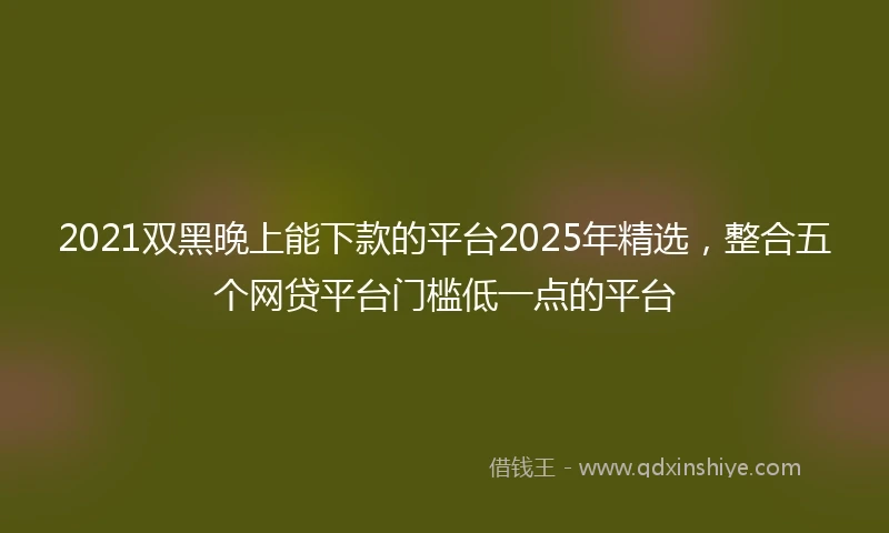 2021双黑晚上能下款的平台2025年精选，整合五个网贷平台门槛低一点的平台