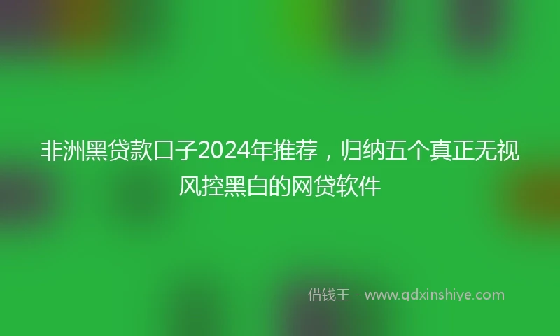 非洲黑贷款口子2024年推荐，归纳五个真正无视风控黑白的网贷软件