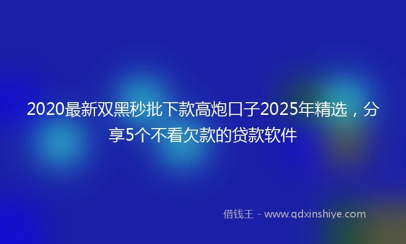 2020最新双黑秒批下款高炮口子2025年精选，分享5个不看欠款的贷款软件