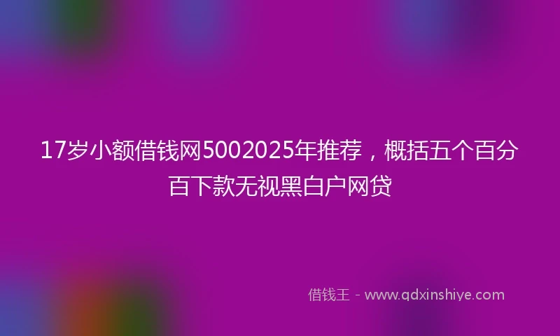 17岁小额借钱网5002025年推荐，概括五个百分百下款无视黑白户网贷