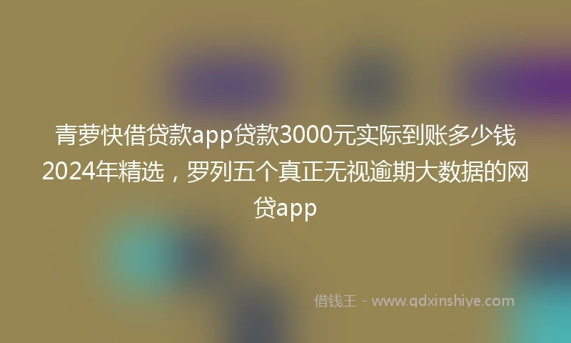 青萝快借贷款app贷款3000元实际到账多少钱2024年精选，罗列五个真正无视逾期大数据的网贷app