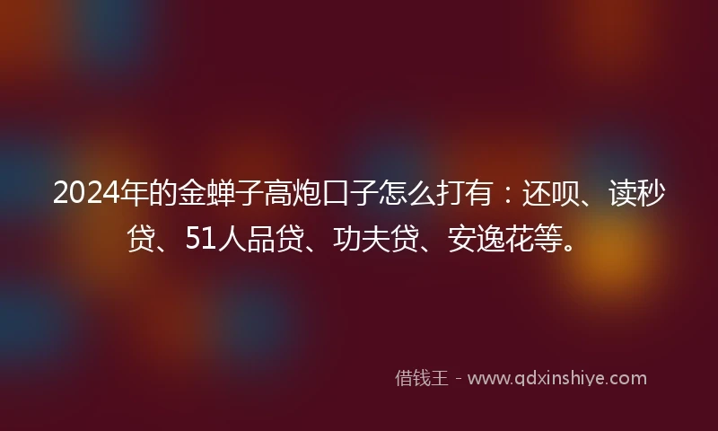 2024年的金蝉子高炮口子怎么打有：还呗、读秒贷、51人品贷、功夫贷、安逸花等。