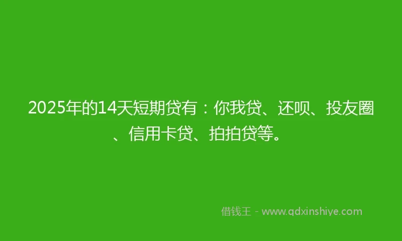 2025年的14天短期贷有：你我贷、还呗、投友圈、信用卡贷、拍拍贷等。