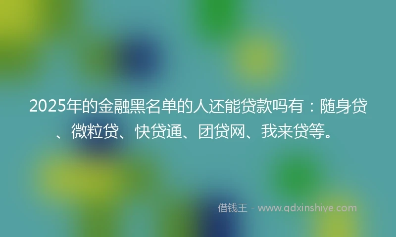 2025年的金融黑名单的人还能贷款吗有：随身贷、微粒贷、快贷通、团贷网、我来贷等。