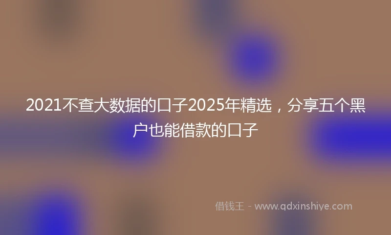 2021不查大数据的口子2025年精选，分享五个黑户也能借款的口子
